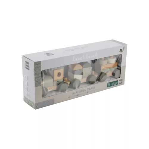 Label -Label Fa játékvonat építőelemekkel - Oliva színben