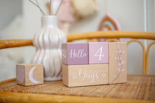 Label Label Fa mérföldkőkockák - Pink