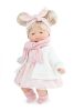 Marina&Pau Kislány nyuszis rózsaszín ruhában és kardigánban, sállal - 26cm