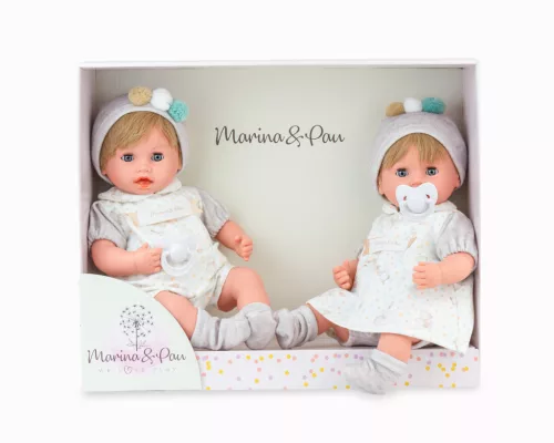 Marina&Pau baba - Vanília illatú Újszülött Ikerbabák 35cm méretben díszdobozban