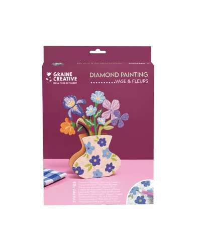 Graine Creative Gyémántfestés – Kék váza virágokkal