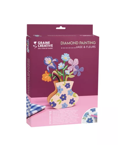 Graine Creative Gyémántfestés – Kék váza virágokkal