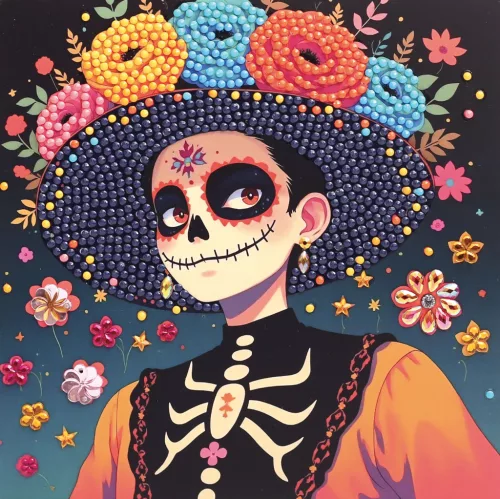 Graine Creative Gyémántfestő képeslapok – Mexikói halottak napja