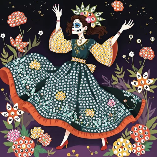 Graine Creative Gyémántfestő képeslapok – Mexikói halottak napja