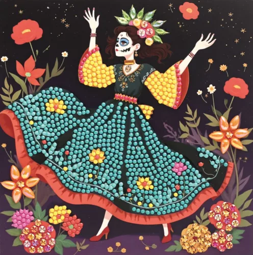 Graine Creative Gyémántfestő képeslapok – Mexikói halottak napja