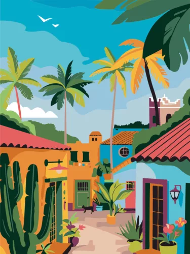 Graine Creative Számfestő – Mexikói falu (30×40 cm)