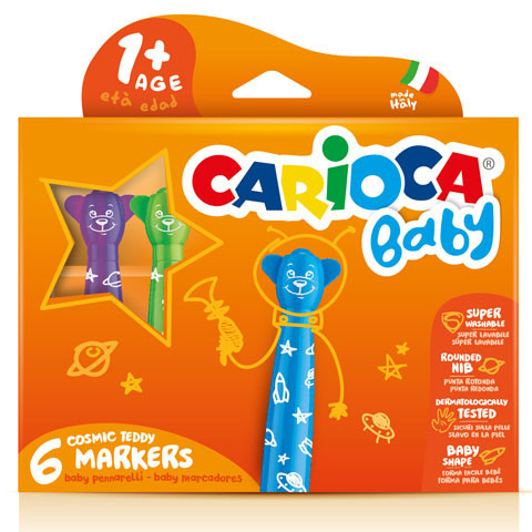 Színes 6 db-os macis bébi filctoll - Kimosható - Carioca