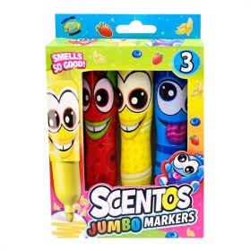   Scentos - Széles hegyű illatos filctoll, jumbo - 3 db-os - kék, piros, sárga