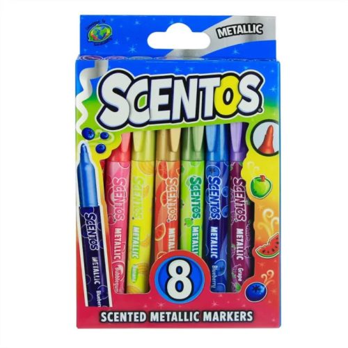 Scentos - Illatos, metál fényű filctoll készlet, 8 db-os