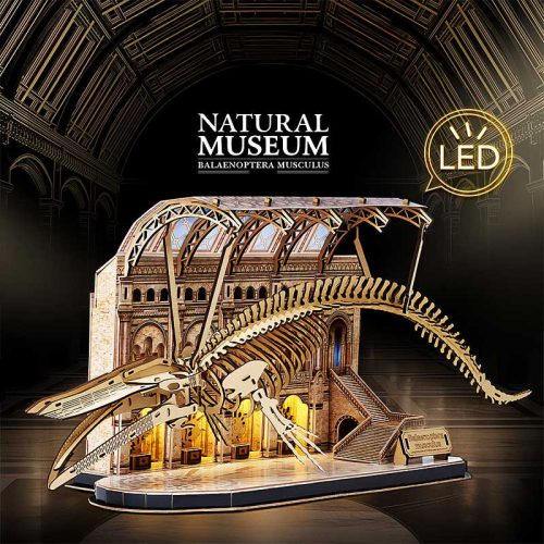 CubicFun - 3D puzzle 222 db-os - Kék Bálna csontváza - Natural Museum . LED világítással
