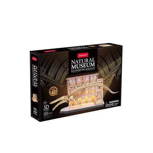 CubicFun - 3D puzzle 222 db-os - Kék Bálna csontváza - Natural Museum . LED világítással