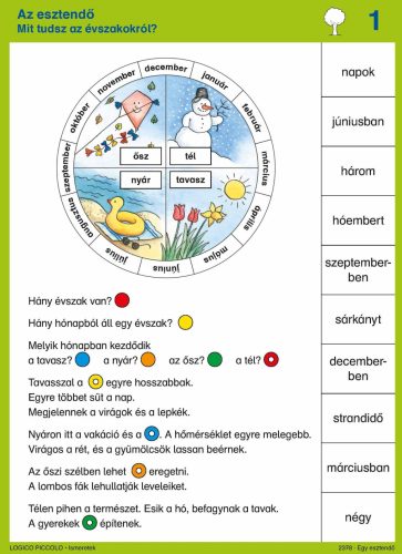 LOGICO - Piccolo feladatkártyák - Ismeretek: Egy esztendő
