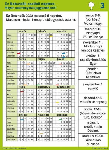 LOGICO - Piccolo feladatkártyák - Ismeretek: Egy esztendő
