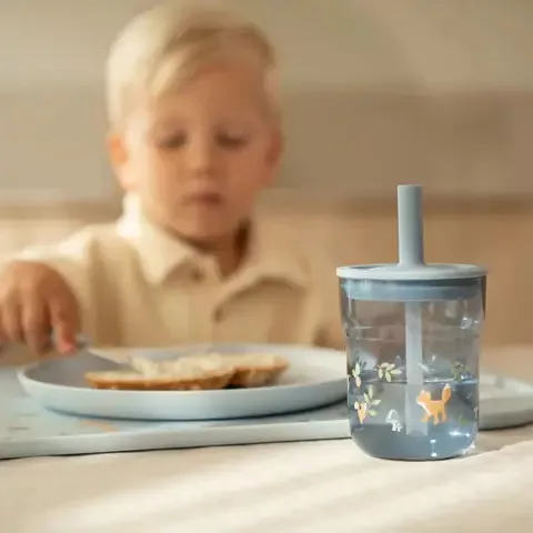 LITTLE DUTCH -  Gyerek pohár szívószállal 250 ml - Forest Friends