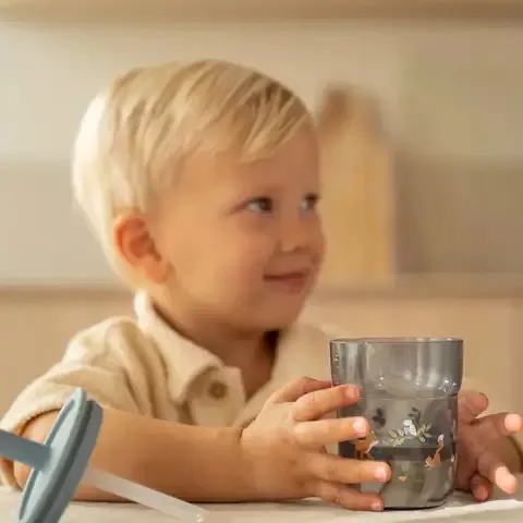 LITTLE DUTCH -  Gyerek pohár szívószállal 250 ml - Forest Friends