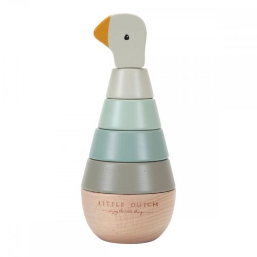 LITTLE DUTCH - Pure&Nature - fa, színes toronyépítő játék