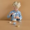 LITTLE DUTCH - fa, Montessori toronyépítő - kék