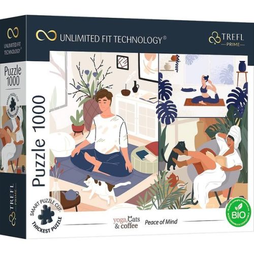 Trefl Prime - Jóga, cicák és kávék - 1000 db-os puzzle