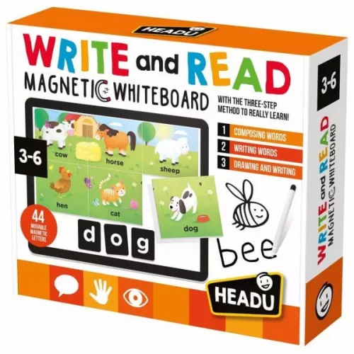 Headu: Write and Read - Mágnestábla betűkkel és képkártyákkal