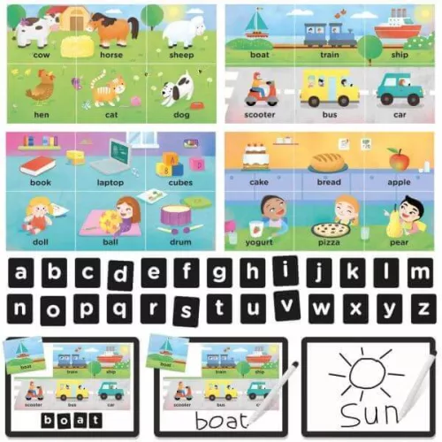 Headu: Write and Read - Mágnestábla betűkkel és képkártyákkal