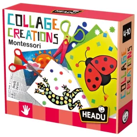   Headu Montessori Kollázskészítő – Kreatív fejlesztő készlet gyerekeknek – Vágás, ragasztás, színek és textúrák világa