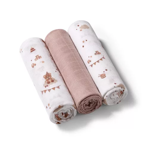 BabyOno textilpelenka színes 3db bambusz barna 397/15