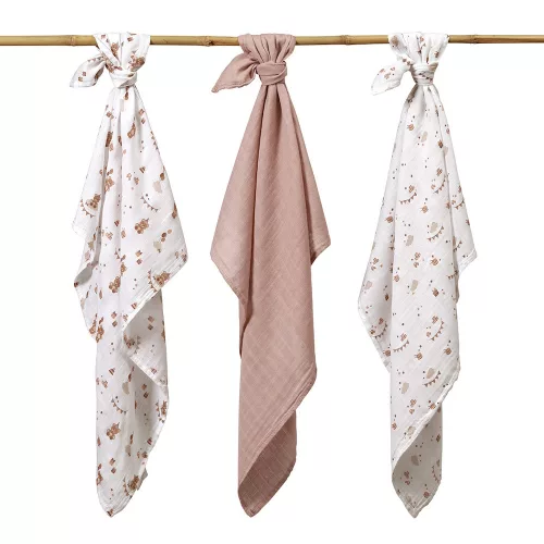 BabyOno textilpelenka színes 3db bambusz barna 397/15