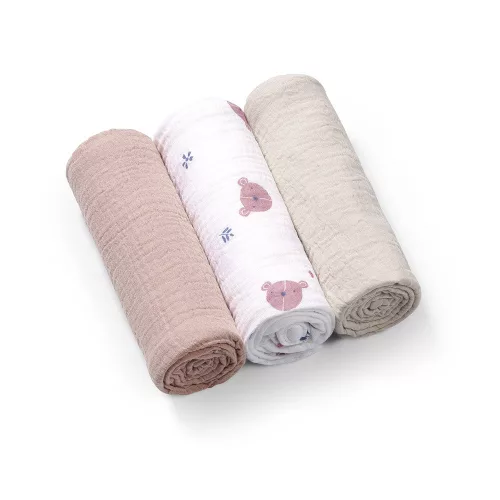 BabyOno textilpelenka színes 3db gyûrt muszlin szürke 828/03