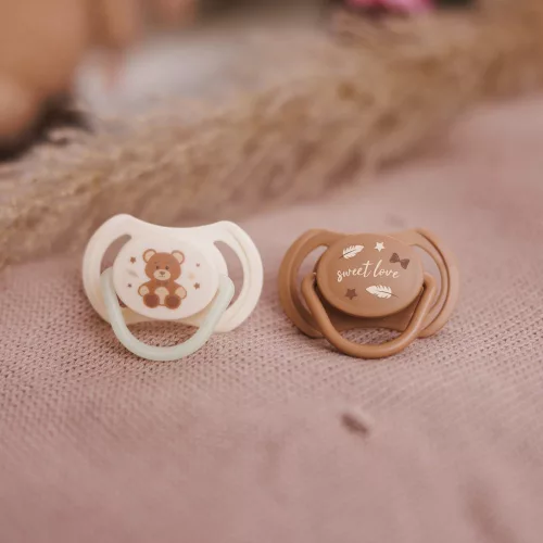 BabyOno játszócumi szimmetrikus szilikon dupla  Sweet Love 0-6 hó 1669/01