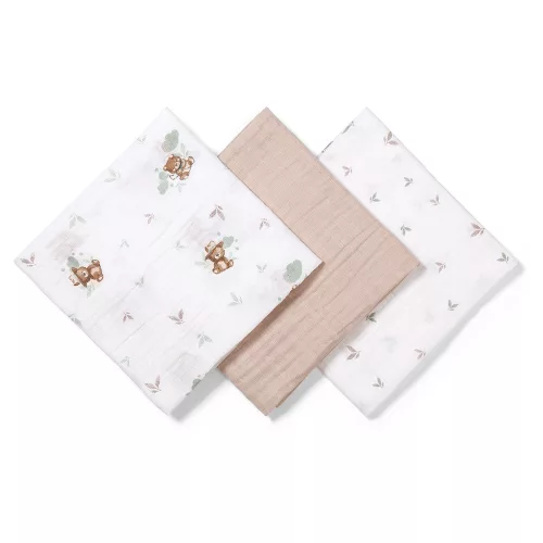 BabyOno textilpelenka színes 3db bézs macimintás 348/14