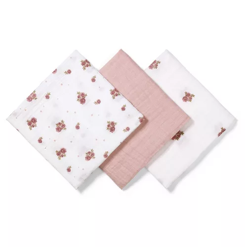 BabyOno textilpelenka színes 3db púderrózsaszín rózsamintás 348/13