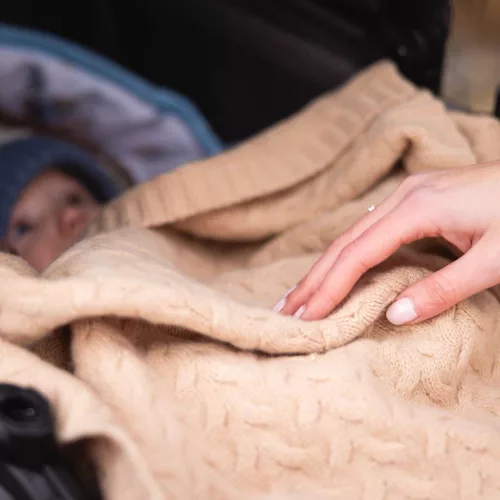 BabyOno babatakaró merino gyapjú kötött 75x100cm sötét bézs 1648/02