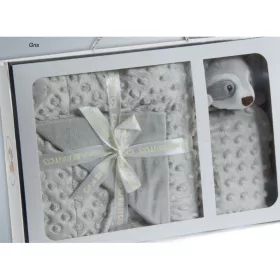   Gamberritos takaró plüss buborékos anyagú 80x110cm szundikendõvel szürke mosómedve 10887