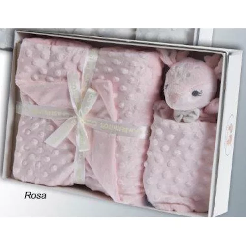 Gamberritos takaró plüss buborékos anyagú 80x110cm szundikendõvel rózsaszín õzike 10887