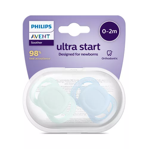 Philips AVENT játszócumi Ultra Start neutral 0-2hó fiús 2db