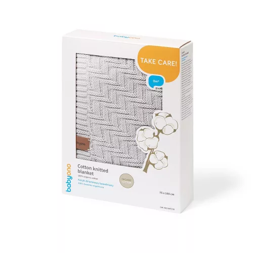 BabyOno babatakaró organikus pamut kötött 75x100cm szürke 1647/02