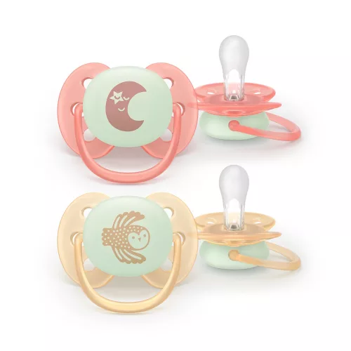 Philips AVENT játszócumi Ultrasoft éjszakai hold 0-6hó lányos 2db