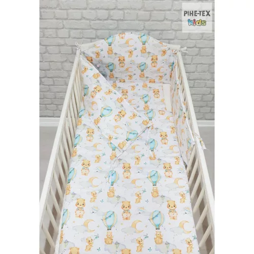 Pihe-Tex Ágynemû Pamut 4 részes 90x140 40x50cm Hõlégballonos maci zöld 683/Z