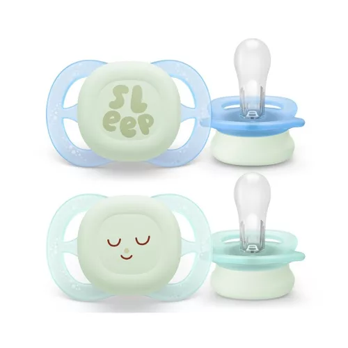 Philips AVENT játszócumi Ultra Start éjszakai mintás 0-2hó fiús 2db