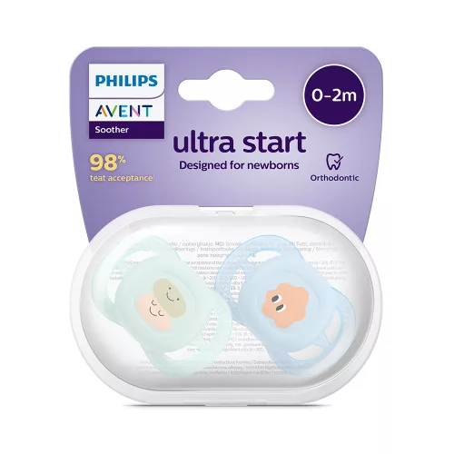Philips AVENT játszócumi Ultra Start mintás 0-2hó fiús 2db