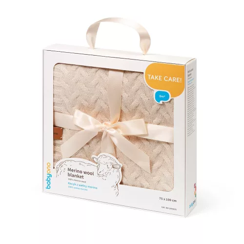 BabyOno babatakaró merino gyapjú kötött 75x100cm világos bézs 1648/01