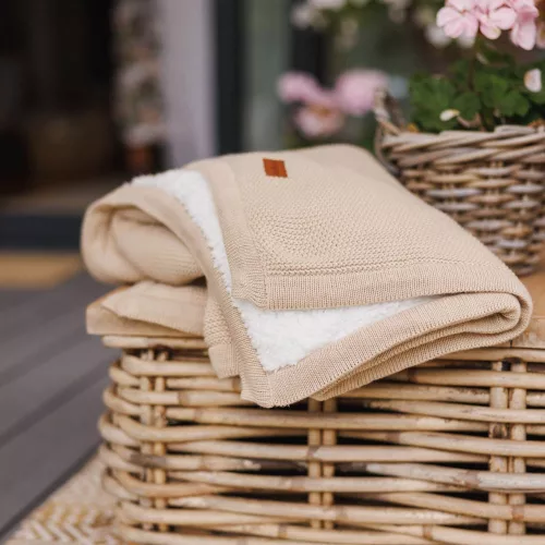 BabyOno babatakaró pamut/sherpa kötött 75x100cm bézs 1659/02