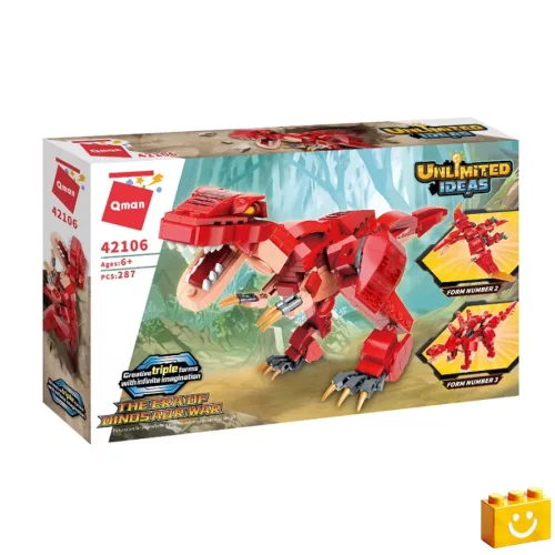 QMAN 42106 - 3 az 1-ben Dinoszauruszok építőjáték - 100% kompatibilis minden más kedvelt márkával