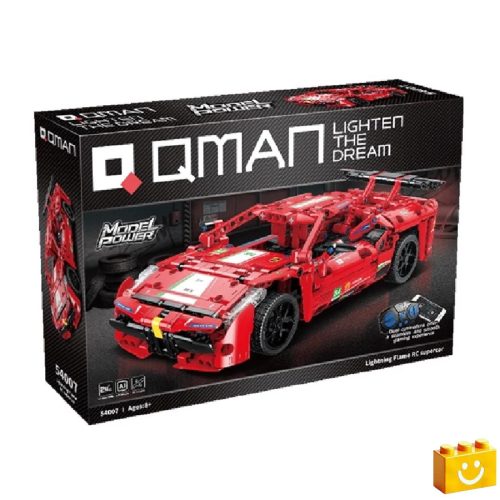 QMAN 54007 - Lightning Flame piros versenyautó - 100% technic-kompatibilis építőjáték