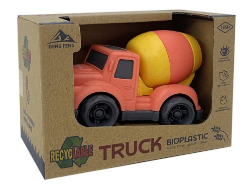 Bioplasztik betonkeverő autó – környezetbarát jármű kisgyermekeknek