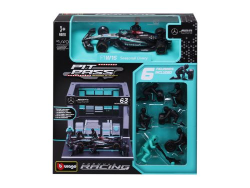 Bburago 1/43 F1 versenyautó - MB AMG W15 E Performance bokszutca