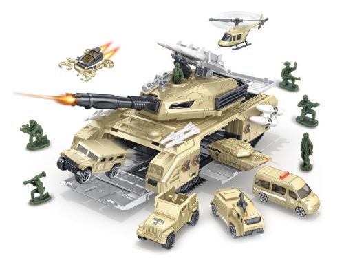 Katonai játékszett tankban (1 repülővel és 6 autóval) - Palincs Játék