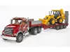 MACK Granite alacsony alvázú teherautó JCB 4CX kotrógéppel