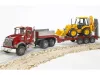 MACK Granite alacsony alvázú teherautó JCB 4CX kotrógéppel