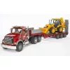 MACK Granite alacsony alvázú teherautó JCB 4CX kotrógéppel